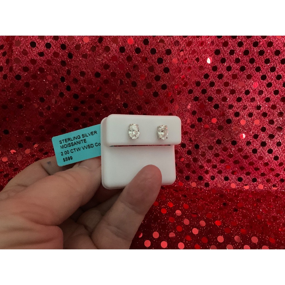 2 Carat TW OVAL MOISSANITE STERLING SILVER 925 PIERCED EARRINGS